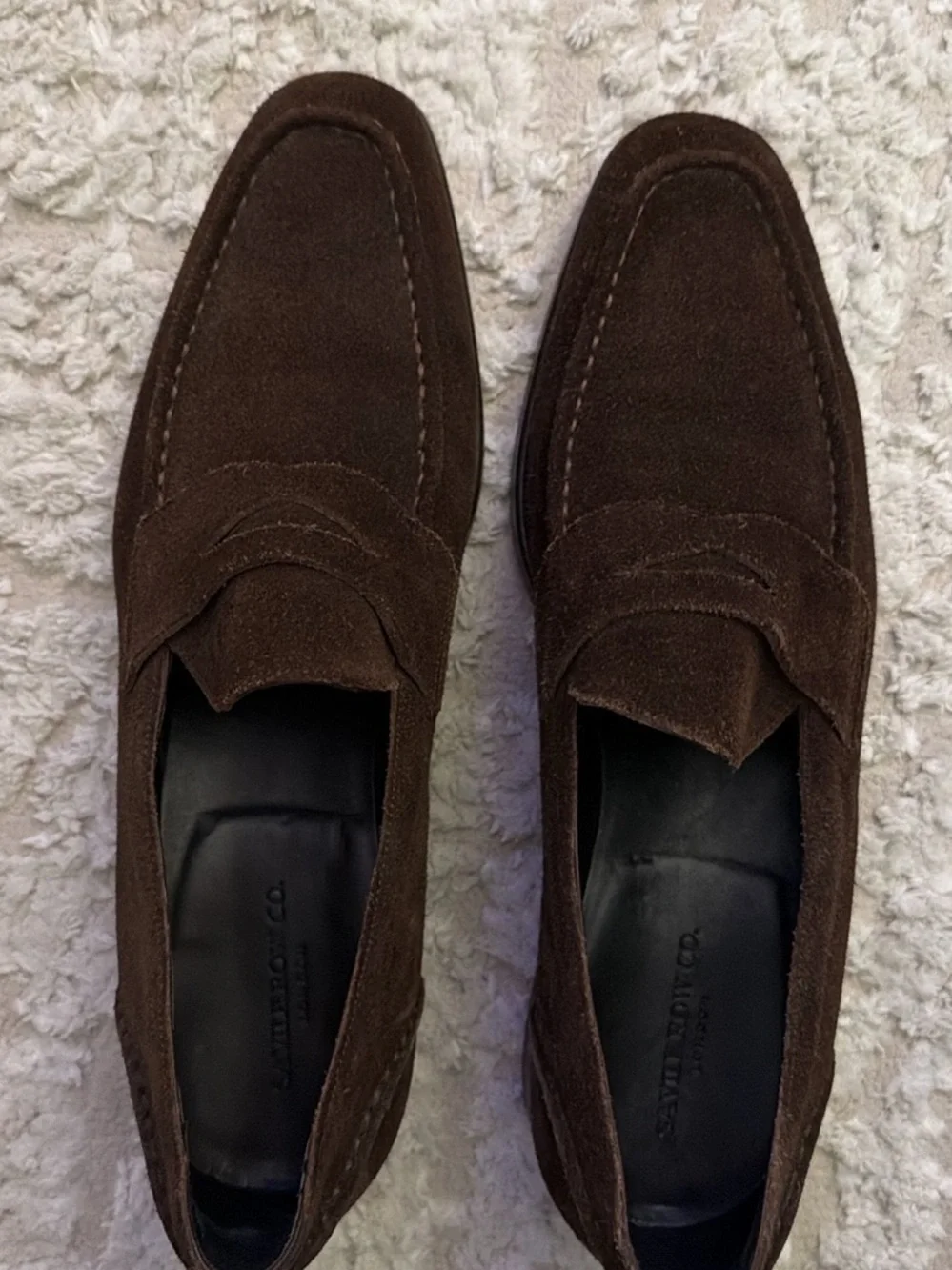Brown Suede Penny Loafers - Men's Slip-On Dress Casual